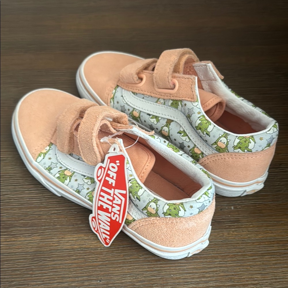Vans Pink and Green Floral Sneakers Low-Top